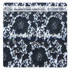 China Weißes/Schwarz-Farbnylonbaumwollblumenkleidergewebe, gestickte Spitze fournisseur