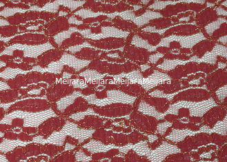 China Stretchable rotes metallisches Spitze-Gewebe für Hochzeits-Kleid-CY-LW0791 SGS fournisseur
