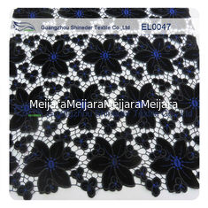 China Antistatische gestickte Spitze-Gewebe-Schwarz-Breite 130 - 135cm Polyester-Material fournisseur