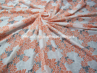 China Gelbe/orange Polyester-Spitze-Gewebe-mit Blumenbaumwolle zwei tont Burnout-Spitze fournisseur