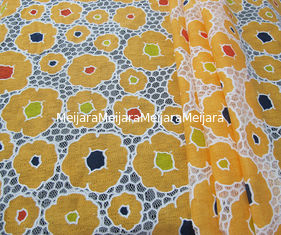 China Baumwollmaschen-orange Polyester-Spitze-Gewebe für Kleid/Dame Dress mit Burnout-Spitze (CY-DK0030) fournisseur