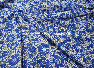 China Gestricktes Baumwoll-Polyester-Spitze-Gewebe-Blau mit Burnout-Blumen-Spitze (CY-DK0019) fournisseur