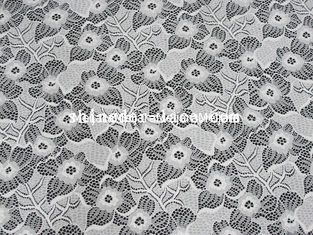 China Weißes Nylonspandex-Ausdehnungs-Spitze-Gewebe mit Blumen-Entwurf für Kleid SYD-0186 fournisseur