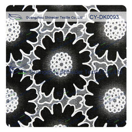 Mode-unterschiedliche Farbbrennen großes Blumenbaumwoll-Polyester-Spitze-Gewebe, Spitze-Gewebe aus fournisseur