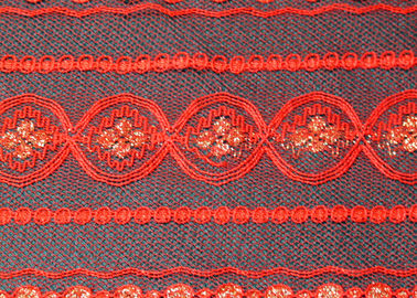 Umweltfreundliches metallisches Spitze-Gewebe-Rot, elastisches Spitze-Material CY-LW0208 fournisseur