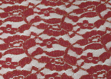 Stretchable rotes metallisches Spitze-Gewebe für Hochzeits-Kleid-CY-LW0791 SGS fournisseur