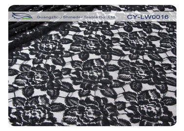 Schwarze Blumen-Baumwollnylonspitze-Gewebe, 65% Nylon + 35% Baumwolle CY-LW0016 fournisseur