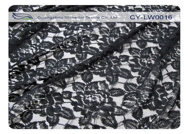 Schwarze Blumen-Baumwollnylonspitze-Gewebe, 65% Nylon + 35% Baumwolle CY-LW0016 fournisseur