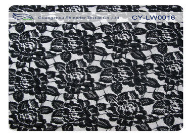 Schwarze Blumen-Baumwollnylonspitze-Gewebe, 65% Nylon + 35% Baumwolle CY-LW0016 fournisseur