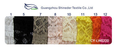 Umweltfreundliches Ausdehnungs-Spitze-Baumwollespandex-Gewebe, beige elastische Spitze-Ordnung CY-LW0220 fournisseur