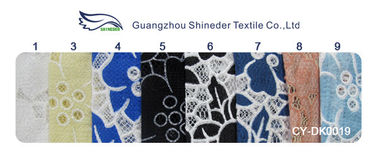 Gestricktes Baumwoll-Polyester-Spitze-Gewebe-Blau mit Burnout-Blumen-Spitze (CY-DK0019) fournisseur