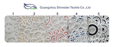 Weißes Baumwoll-Polyester-Spitze-Gewebe starke geometrische Burnout-Spitze für Kleiderdekoration (CY-DK0023) fournisseur