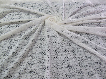 Elfenbein-Blumenbaumwollnylonspitze-Gewebe mit AZO freiem Färben für Dame Dress CY-DK0029 fournisseur