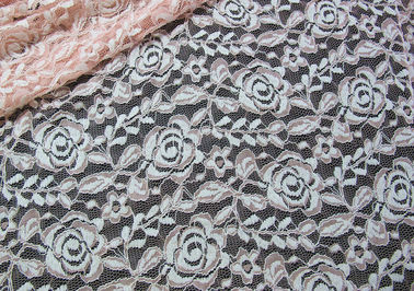 Baumwollespandex-Polyester-dehnbares Spitze-Gewebe mit Masche gestrickter Blumen-Spitze fournisseur