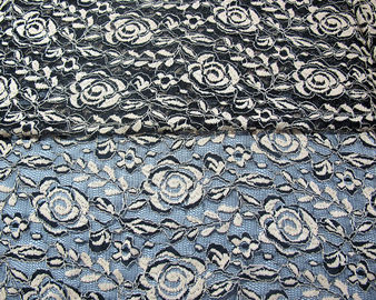 Baumwollespandex-Polyester-dehnbares Spitze-Gewebe mit Masche gestrickter Blumen-Spitze fournisseur