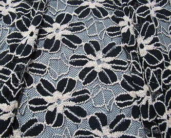 Schwarz/Weiß strickte elastisches Spitze-Gewebe für Dame Garment Sunflower Pattern CY-DK0008 fournisseur