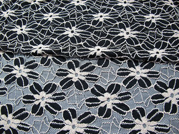 Schwarz/Weiß strickte elastisches Spitze-Gewebe für Dame Garment Sunflower Pattern CY-DK0008 fournisseur