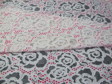 Weißer Baumwoll-Polyester-Spitze-Gewebe-Rosen-Druck für Wäsche/BH (CY-DK0033) fournisseur