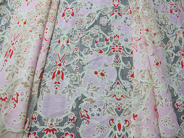 Einzigartige Blumen-Polyester-Spitzengardine-Gewebe-Baumwolle mit dem umweltfreundlichen Färben fournisseur