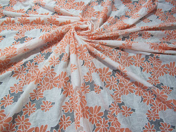 Gelbe/orange Polyester-Spitze-Gewebe-mit Blumenbaumwolle zwei tont Burnout-Spitze fournisseur