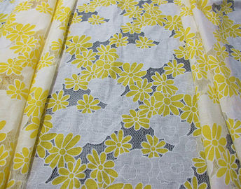 Gelbe/orange Polyester-Spitze-Gewebe-mit Blumenbaumwolle zwei tont Burnout-Spitze fournisseur