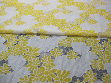 Gelbe/orange Polyester-Spitze-Gewebe-mit Blumenbaumwolle zwei tont Burnout-Spitze fournisseur