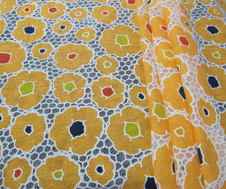 Baumwollmaschen-orange Polyester-Spitze-Gewebe für Kleid/Dame Dress mit Burnout-Spitze (CY-DK0030) fournisseur