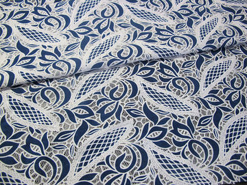 Blaue Baumwoll-Polyester-Spitze-Gewebe-Blatt-Masche mit dem umweltfreundlichen Färben (CY-DK0024) fournisseur
