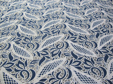 Blaue Baumwoll-Polyester-Spitze-Gewebe-Blatt-Masche mit dem umweltfreundlichen Färben (CY-DK0024) fournisseur