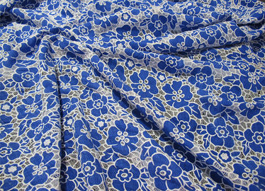 Gestricktes Baumwoll-Polyester-Spitze-Gewebe-Blau mit Burnout-Blumen-Spitze (CY-DK0019) fournisseur