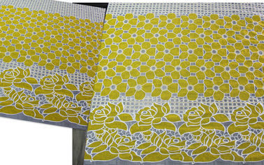 Baumwollgelbes Polyester-Spitze-Gewebe mit Blumen mit dem umweltfreundlichen Färben (CY-DK0032) fournisseur