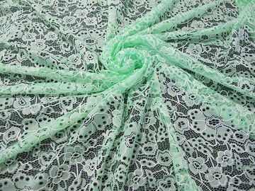 Kundenspezifisches dauerhaftes Baumwollnylon gesticktes Spitze-Gewebe-Grün-Blumen-Muster fournisseur