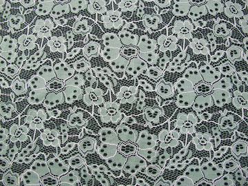 Kundenspezifisches dauerhaftes Baumwollnylon gesticktes Spitze-Gewebe-Grün-Blumen-Muster fournisseur
