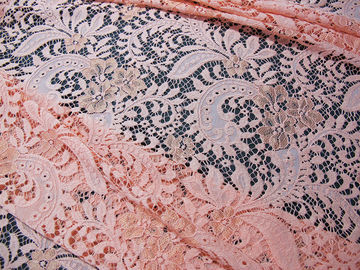 Elegante orange Baumwollnylonrayon-Brautkleider-Spitze-Gewebe NO-Elastisch fournisseur