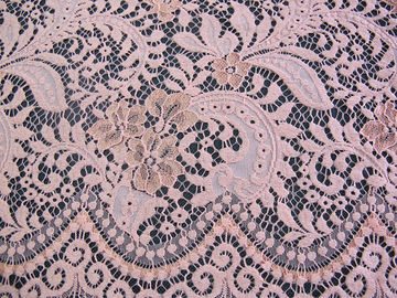 Elegante orange Baumwollnylonrayon-Brautkleider-Spitze-Gewebe NO-Elastisch fournisseur