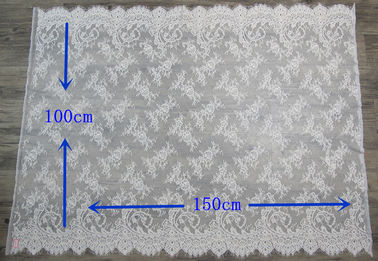 Weiche Nylonbaumwollwimper-Spitze-Ordnung, Hochzeits-Kleiderweiß-Spitze-Gewebe fournisseur