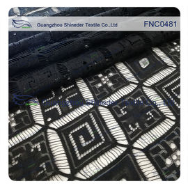 Schwarzes rhombisches Hochzeits-Rayon-Nylonspitze-Gewebe fournisseur