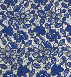 Dehnbares Polyester-Blumenmarine-Blau-Spitze-Gewebe-Zutat-Gewohnheit gedruckt fournisseur