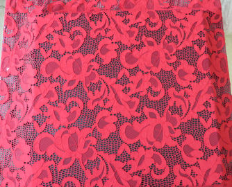 Mode-rotes elastisches Guipurespitzen-Stickerei-Spitze-Gewebe für Brautkleider fournisseur