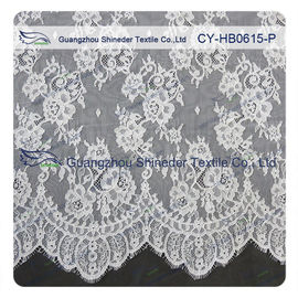 Chantilly-Spitze-Gewebe-Wimper-Spitze-Ordnung für das Kleid, das Weiß und das Grau der Frauen fournisseur