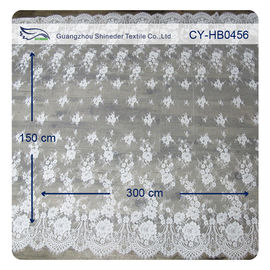 Elfenbein Nylon- Blumen-Spitze-Gewebe-Gewohnheit Chantilly Embroideried gedruckt fournisseur