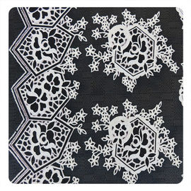 Schönes schwarzes Blumen-Polyester-Baumwollspitze-Gewebe, Mode-Schweizer Spitze-Gewebe fournisseur