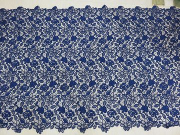 Königsblau schnürt gestickte Spitze-Gewebe-Blumenhandarbeit für Frauen-Kleid fournisseur