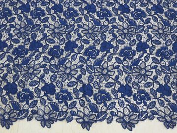 Königsblau schnürt gestickte Spitze-Gewebe-Blumenhandarbeit für Frauen-Kleid fournisseur