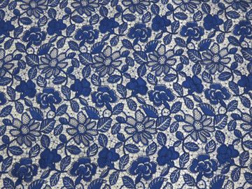 Königsblau schnürt gestickte Spitze-Gewebe-Blumenhandarbeit für Frauen-Kleid fournisseur