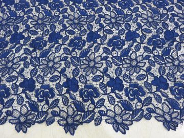 Königsblau schnürt gestickte Spitze-Gewebe-Blumenhandarbeit für Frauen-Kleid fournisseur